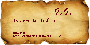 Ivanovits Irén névjegykártya